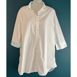 VTG LILLY PULITZER WHITE COTTON BUTTON Down DRESS BEACH COVERUP TOP Resort Wear